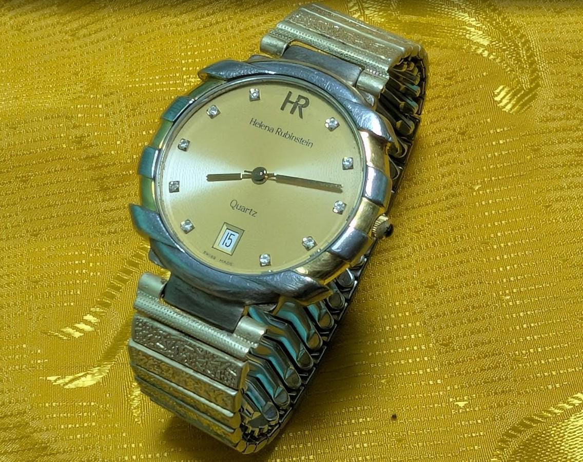 RARE Helena Rubinstein Ref 1018 Vintage Pre-Owned Quartz Watch 32mm Expansion Bracelet For Parts Repair Swiss Made