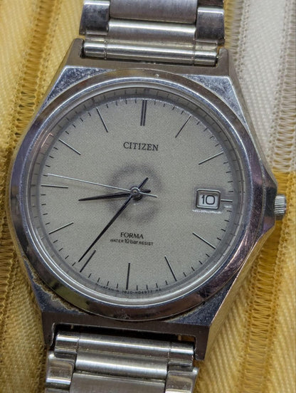 Vintage Pre-Owned Citizen Forma Eco-Drive 7820-H02888 Watch Silver Tone Bracelet Japan Movement Date