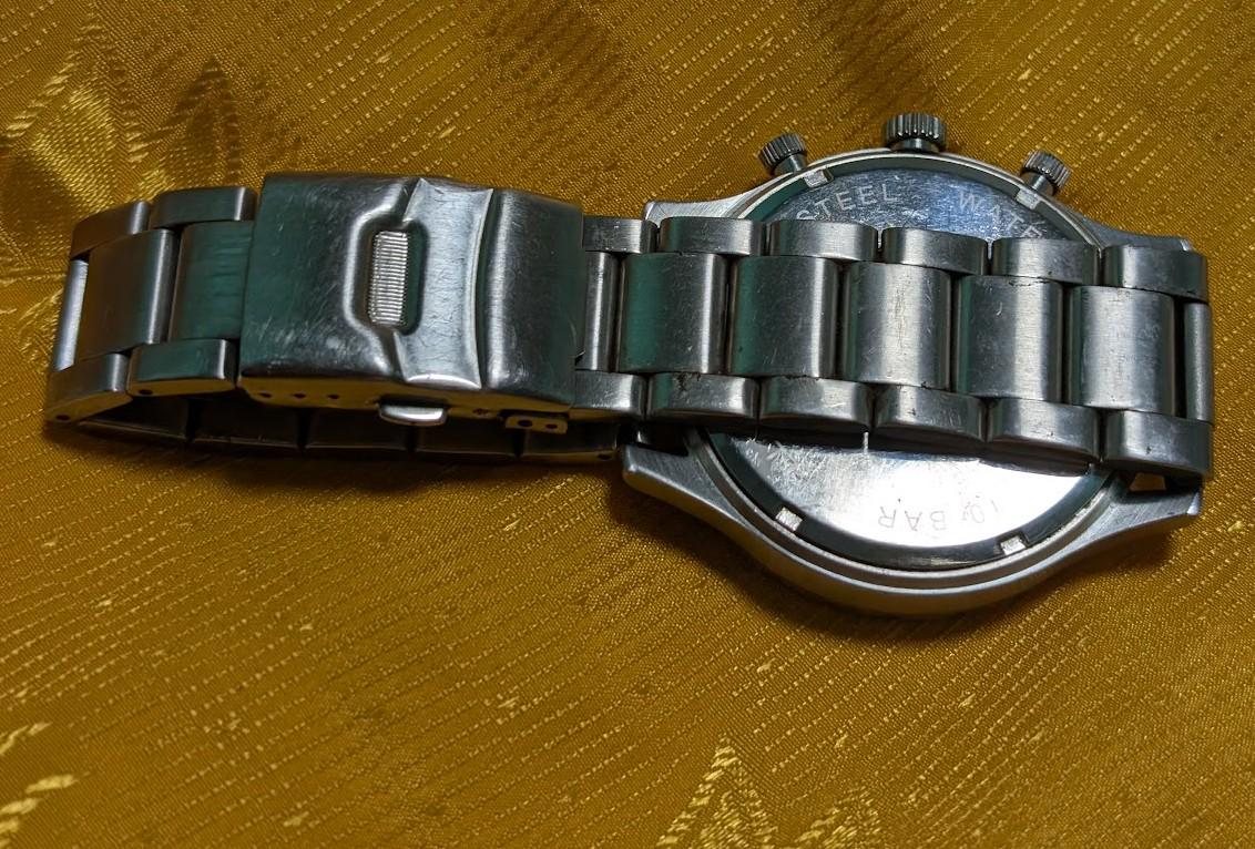 Rare Vintage Pre-Owned Salvatore Marra Chronograph Watch Stainless Steel 45mm Large Case Sport Mens Quartz Wristwatch Date Display Case 45mm