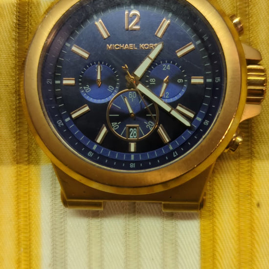 Michael Kors MK8295 Vintage Gold Tone Chronograph Watch New Battery