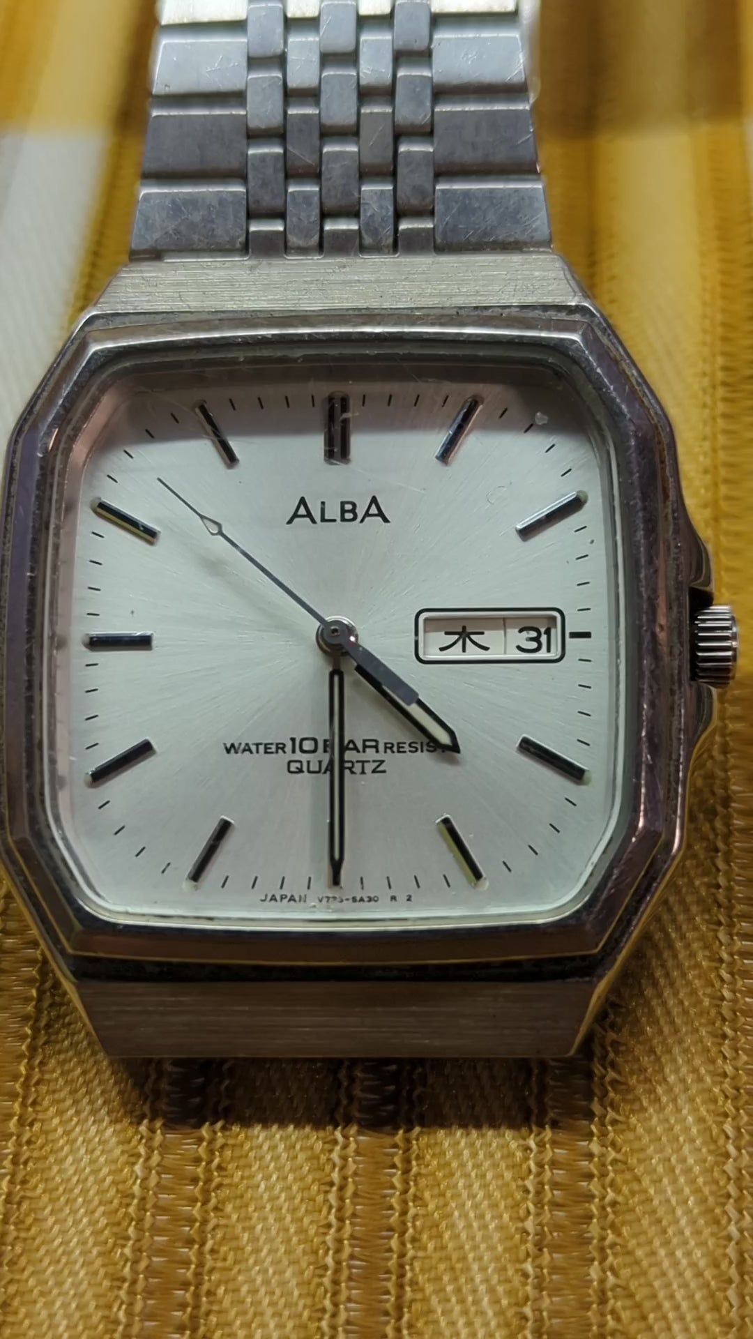 ALBA V733-5A30 Vintage Quartz Day-Date Watch Stainless Steel